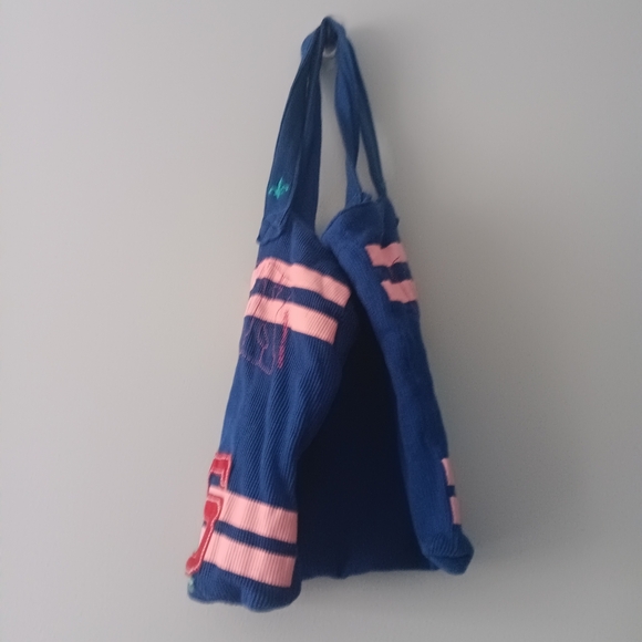 Victoria’s Secret Pink Love Pink 86 Graphic Blue Cotton Tote Bag Y2K - Picture 2 of 10